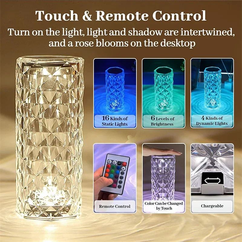 16 Color Daimond Crystal Lamp With Remote